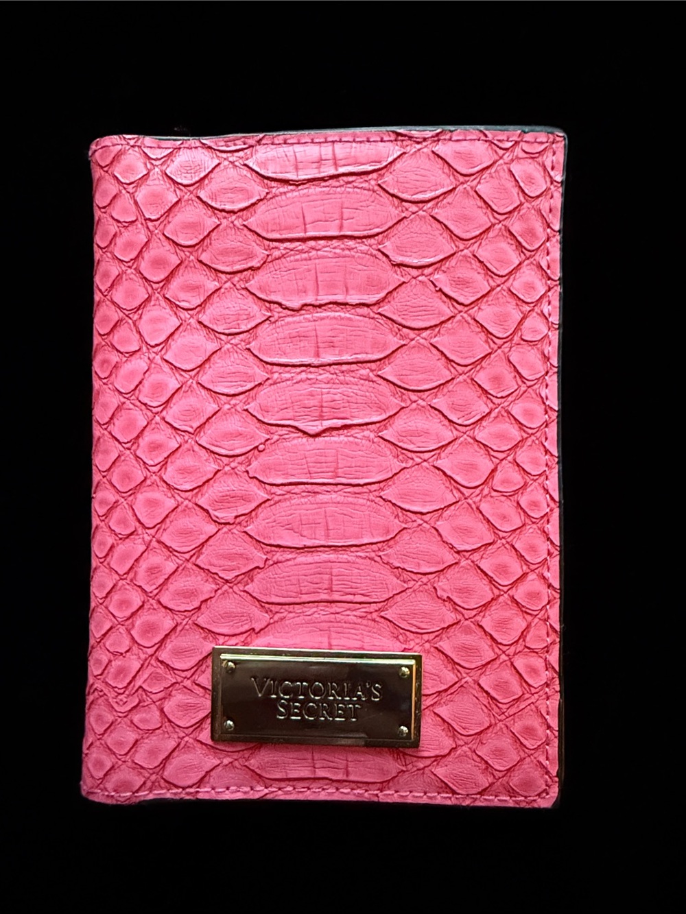 Victoria's Secret Pink Textured Passport Wallet with Gold Plate